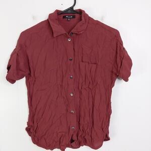Madewell Top Womens XS Daily Drapey Shirt Button Up Maroon Easy Slouch Fit